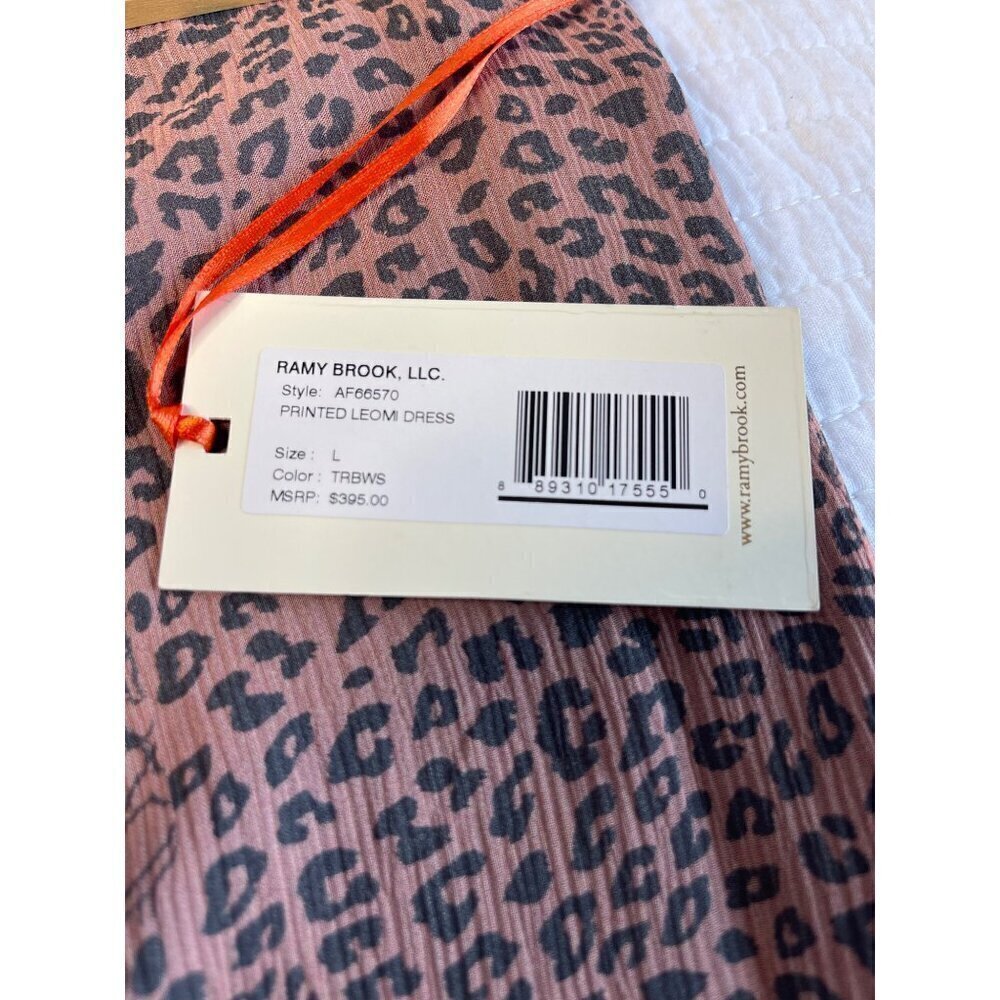 Ramy Brook Leomi Silk SZ L Animal Print Tiered Ruffle Lined Sleeveless Dress NEW - Picture 14 of 16